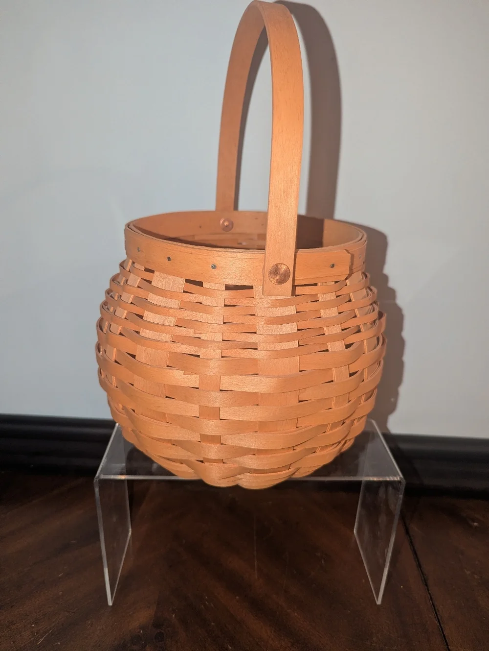 Vintage 1991 Longaberger Small Round Fruit Berry Basket - Signed RKS